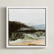 "Hudson (Triptych) I" - Art Print in Mountain Blue by Mande Calhoun - Framed Canvas