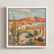 "Bright Side" - Art Print in Sand by Jess Franks - Framed Canvas