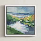"River Flow" - Art Print in La mer by Alysia Quisenberry - Framed Canvas