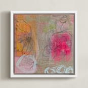 "Sherbet Garden" - Art Print in Sherbet Orange by Nicole Simms - Framed Canvas