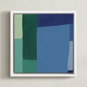 "Structured Rainbow 3" - Art Print in Blue by Anna Veit Nowak - Framed Canvas