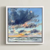 "Rolling Through" - Art Print in Sky Blue by Kelly Johnston - Framed Canvas