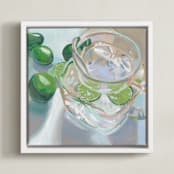 "Cut Glass and Limes" - Art Print in Lime Green by Jenny Westenhofer - Framed Canvas