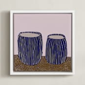 "Benevolent Ceramics I" - Art Print in Deep Dark Blue by Danushka Abeygoda - Framed Canvas