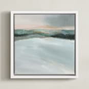 "Sage Beach" - Art Print in Sage Grey by AlisonJerry - Framed Canvas