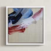 "We Will Move I" - Art Print in Deep Blue and Rose Red by Candace Rae Art - Framed Canvas