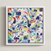 "Bright Collage" - Art Print in Sapphire Blue by Sheron Osiobor - Framed Canvas