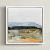 "Hudson (Triptych) II" - Art Print in Mountain Blue by Mande Calhoun - Framed Canvas