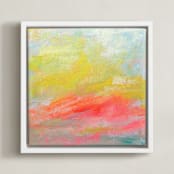 "Summer Clouds" - Art Print in Hot Pink by Lindsay Megahed - Framed Canvas