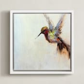 "The Humbly Hummingbird " - Art Print in orange by Amanda Faubus - Framed Canvas