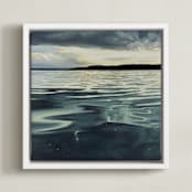 "On the Sound" - Art Print in Teal Blue by Kelly Johnston - Framed Canvas