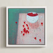 "Berries in a Cup" - Art Print in Sunlit sea by Ayna Paisley - Framed Canvas