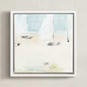 "Ahoy" - Art Print in Salt Water Blue by Mande Calhoun - Framed Canvas