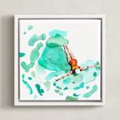 "Float" - Art Print in Aqua by Betty Hatchett - Framed Canvas