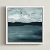 "A Hushed Evening" - Art Print in Indigo Blue by Renee Anne Bouffard-McManus - Framed Canvas