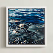 "Silver Sea" - Art Print in Ultramarine Blue by Kelly Johnston - Framed Canvas