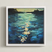 "Arise" - Art Print in teal green by Kelly Johnston - Framed Canvas