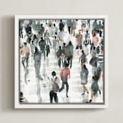 "Coming back" - Art Print in dark blue by Lulaloo - Framed Canvas