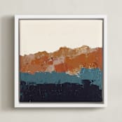 "Abstract Color Study Blue and Orange" - Art Print in Orange by Caryn Owen - Framed Canvas