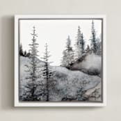 "Timberline" - Art Print in Natural Blue by Katy Abraham - Framed Canvas
