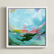 "Swell" - Art Print in ocean blue by sue prue - Framed Canvas