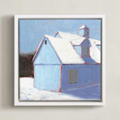"Linen Snow" - Art Print in Ice Blue by Carol C. Young - Framed Canvas