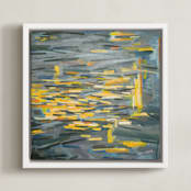 "Convergence 1" - Art Print in Slate by Kelly Johnston - Framed Canvas