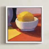 "Squeeze" - Art Print in Lemon Yellow by sue prue - Framed Canvas