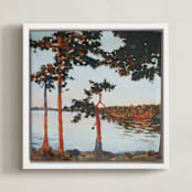 "Davison Head" - Art Print in Pale Blue by Kelly Johnston - Framed Canvas