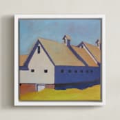 "Saffron and Blue Shade" - Art Print in Deep Saffron by Carol C. Young - Framed Canvas