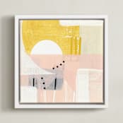 "Sunny and dots I" - Art Print in White by Jaqui Falkenheim - Framed Canvas