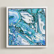 "Metallic abstract marble art" - Art Print in White by Oana Prints - Framed Canvas
