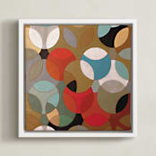 "Prime Oval" - Art Print in red by Lauren Enjeti - Framed Canvas