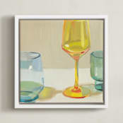 "Rainbow Glassware II" - Art Print in Goldenrod by Jenny Westenhofer - Framed Canvas