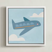 "Vehicles Plane" - Art Print in Blue by Lori Wemple - Framed Canvas