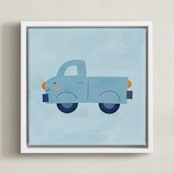 "Vehicles Truck" - Art Print in Blue by Lori Wemple - Framed Canvas