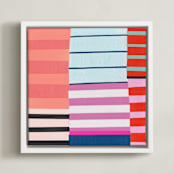 "Coral, Blue and Purple Too" - Art Print in Cool Coral by Katie Craig - Framed Canvas