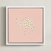 "Happy Camel" - Art Print in Bubblegum by Ellen Schlegelmilch - Framed Canvas