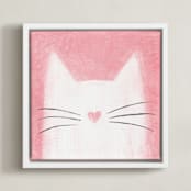 "Kitten Heart" - Art Print in Blossom Pink by Sabrina Excene - Framed Canvas