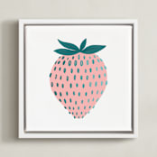 "Big Berry" - Art Print in Spring strawberry by Charla Pettingill - Framed Canvas