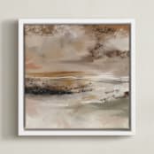 "Affinities in Tea and Coffee II" - Art Print in Tan and dark brown by Danushka Abeygoda - Framed Canvas