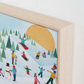 "Winter Snow Day" - Art Print in Ice Blue Multi Color by Carey Copeland - Frame Close-up