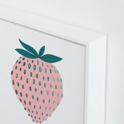 "Big Berry" - Art Print in Spring strawberry by Charla Pettingill - Frame Close-up