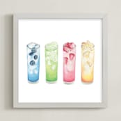 "watercolor drinks" - Art Print in Rainbow by Anne Kostecki - Framed