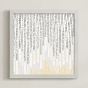 "Ikat Ivy" - Art Print in Grey and Yellow by Kaydi Bishop - Framed