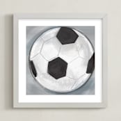 "Soccer Ball 1" - Art Print in Grey blues by Rebecca Marchese - Framed