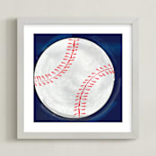 "Baseball 1" - Art Print in Blue navy by Rebecca Marchese - Framed