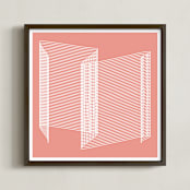"pink and lines" - Art Print in coral pink by Marco Berrios - Framed
