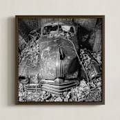 "ruined Pontiac" - Art Print in Black and White by Alaric Yanos - Framed