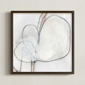 "Southern Cotton Single Bloom Square" - Art Print in Neutrals by Angela Simeone - Framed